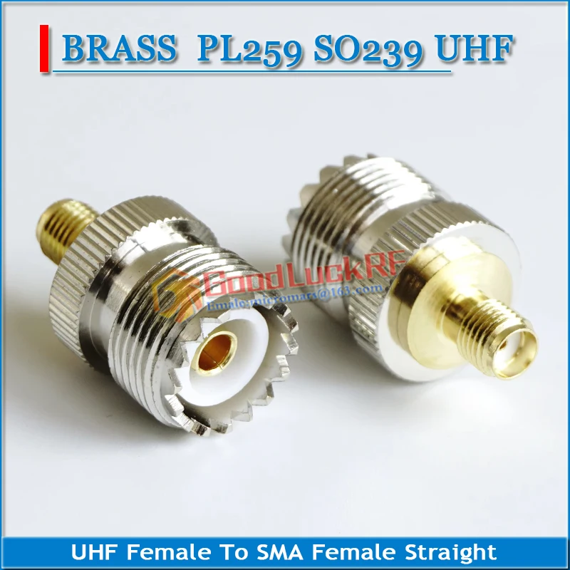 SMA To UHF PL259 SO239 Connector Coax Socket UHF Female To SMA Female Plug UHF - SMA Brass Straight RF Coaxial Adapters