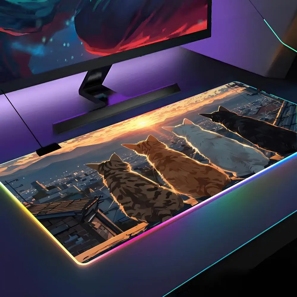 

Cat(01) Mouse Pad RGB Backlit Mouse Pad Laptop Mouse Pad Laptop Gamer Computer Desk Gaming Accessories
