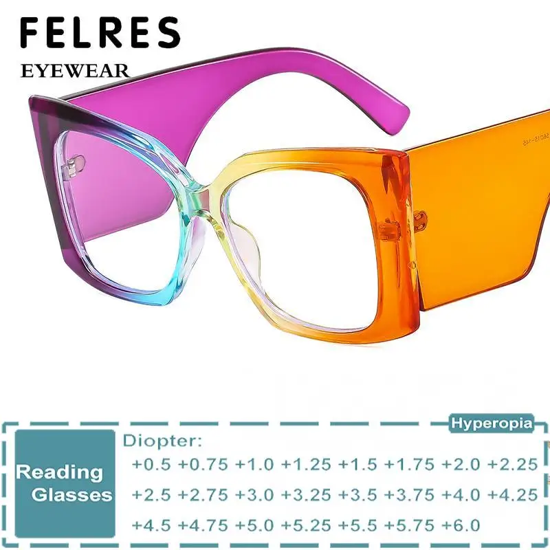 Fashion Colorful Square Optical Glasses Frames Men Women Anti Blue Light Rainbow Eyeglasses Oversized Designer Reading Glasses