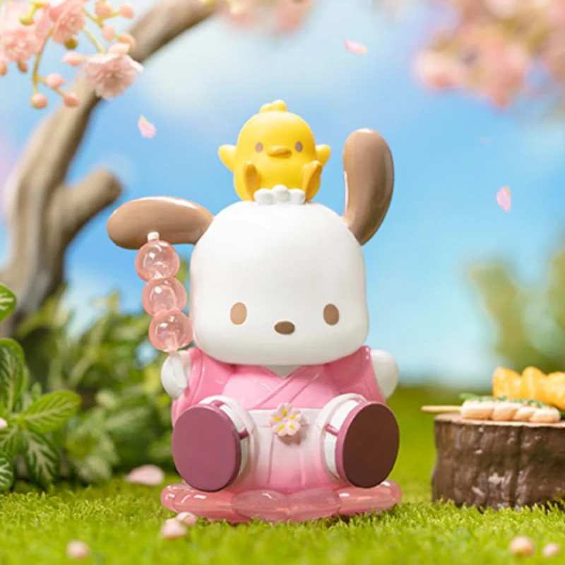 Echt Sanrio Figuur Blossom En Wagashi Serie Pompompurin Mymelody Kuromi Cinnamoroll Actie Beeldjes Model Poppen Kinderen Speelgoed