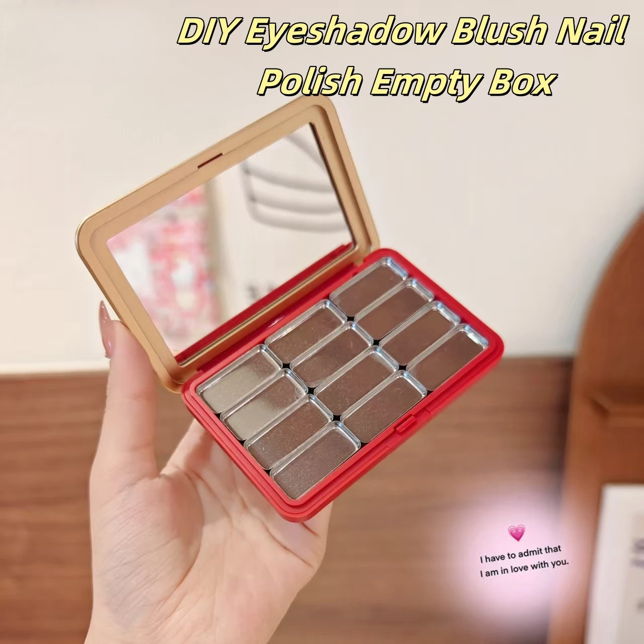 Matt Rot Magnetische Saug Box Pigment Verpackung Box Tragbare Outdoor Malerei Palette DIY Lidschatten Erröten Nagellack Leere Box – Detail 11