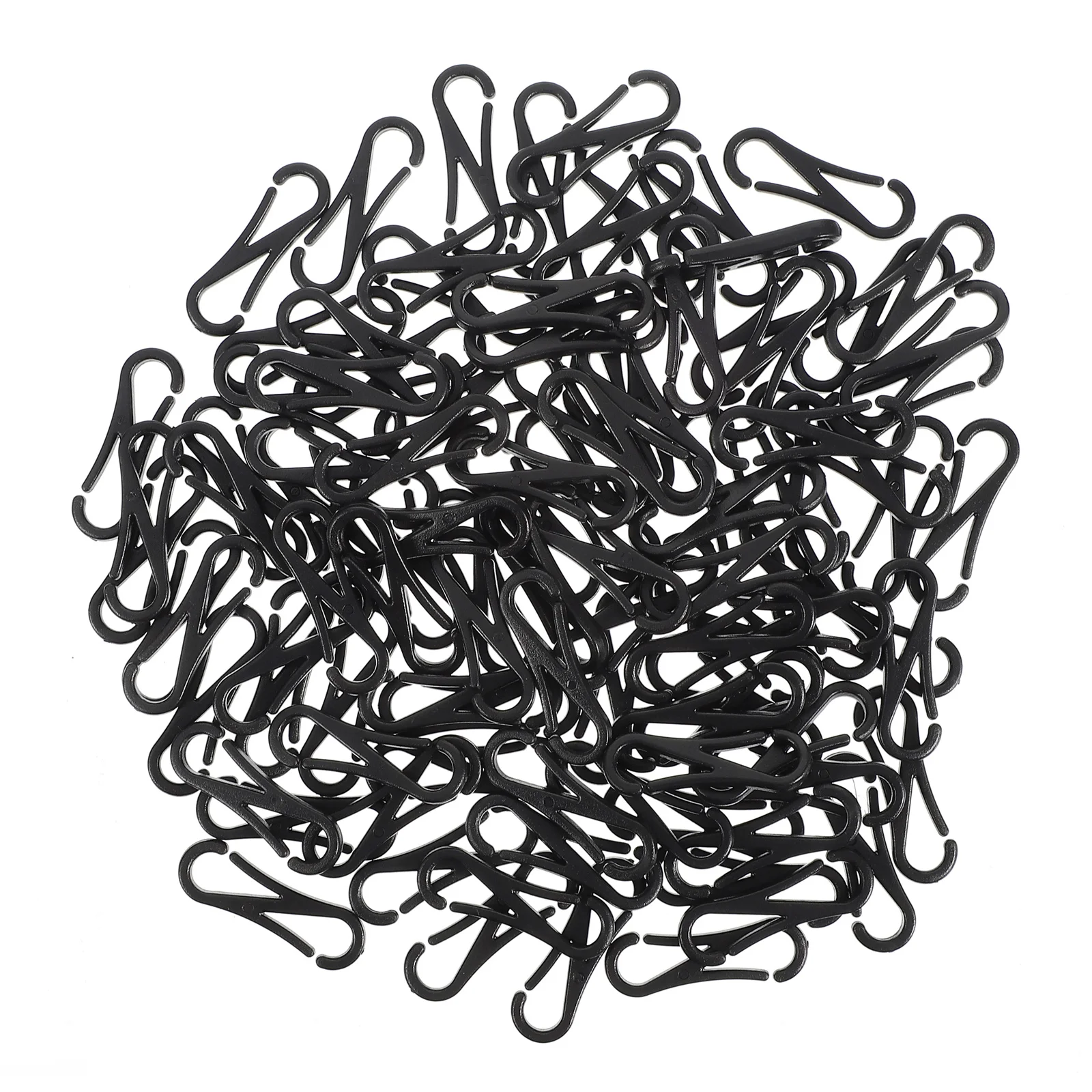 

100Pcs Black Plastic Lanyard Hooks S-Shaped Clips for Id Cards Key Chains Umbrella Ropes Flashlights DIY Crafts