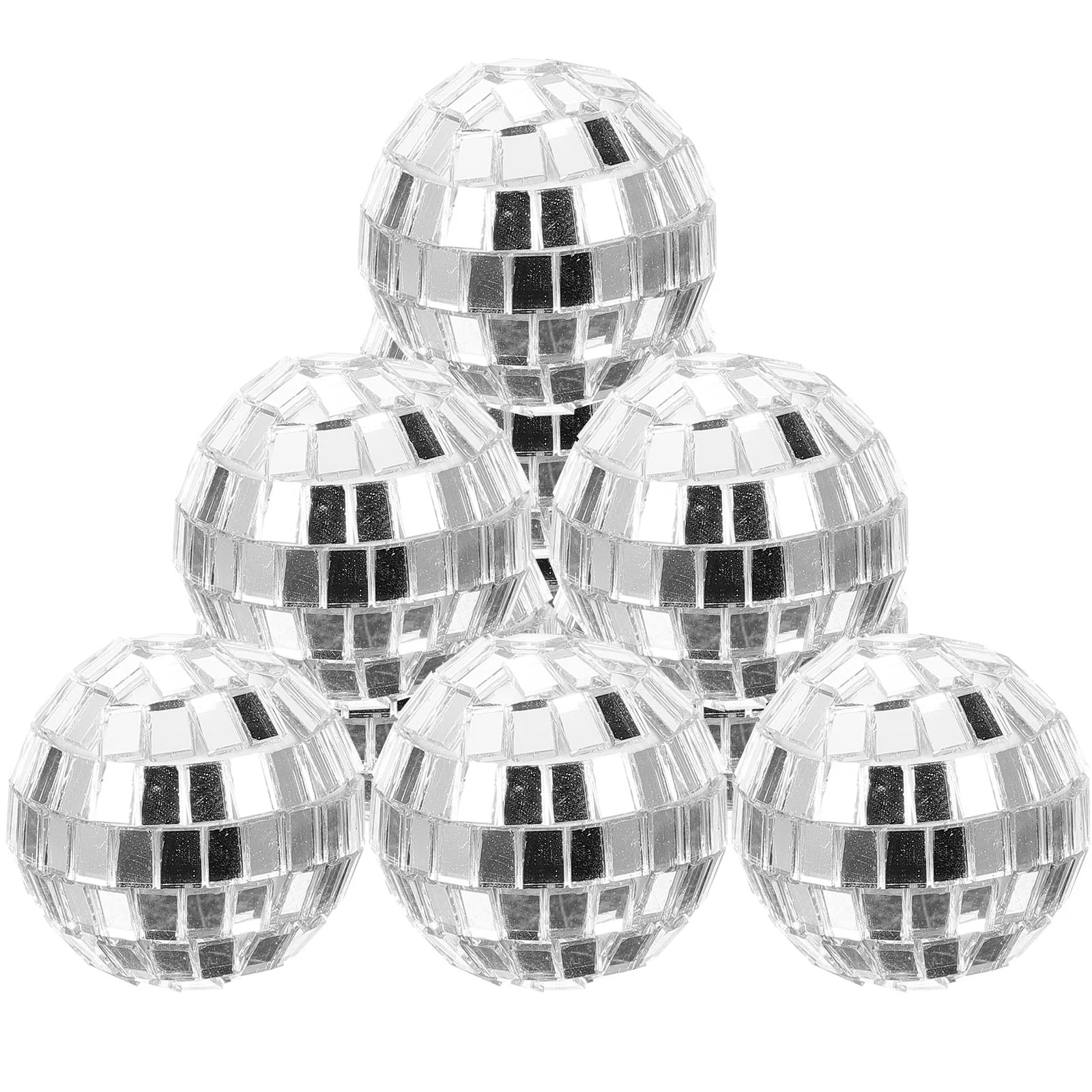 12 Pcs Disco Mirror Ball Hanging Balls Silver Glasses Prom Decoration Lighting Reflective