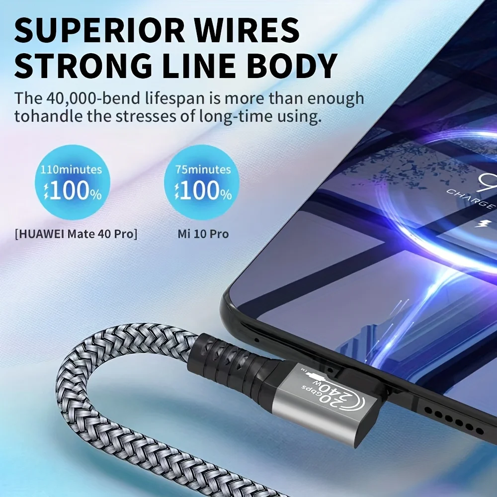 LAIHONEN USB C to USB C data cable 20Gbps USB C Gen 2 cable  feet 4K display cable 240W PD charging compatible for iPhone 15 Pro