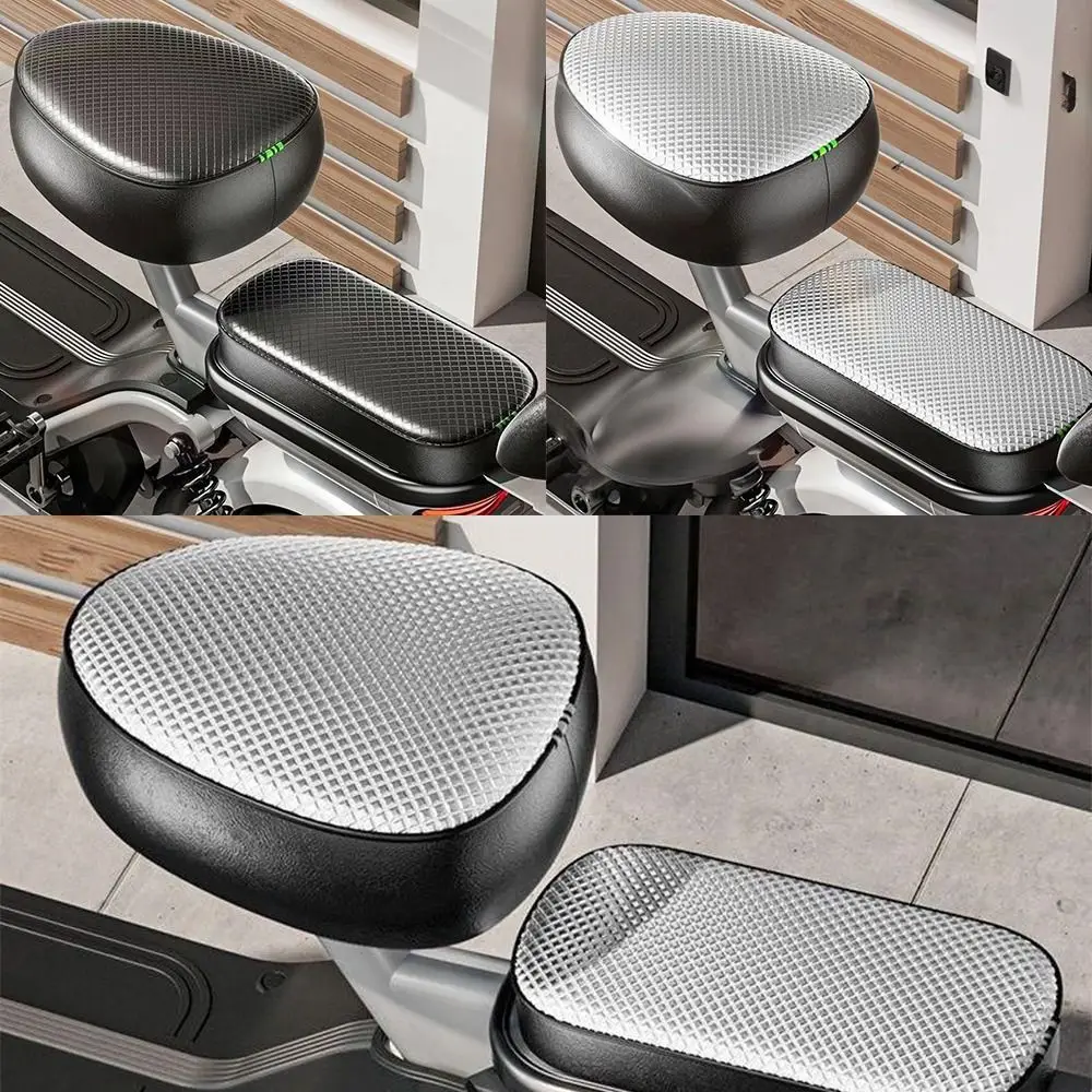 

Black Silver Electirc Bike Seat Cover PU Waterproof Seat Cushion Cover Sunscreen Accessories Heat Insulation Pad