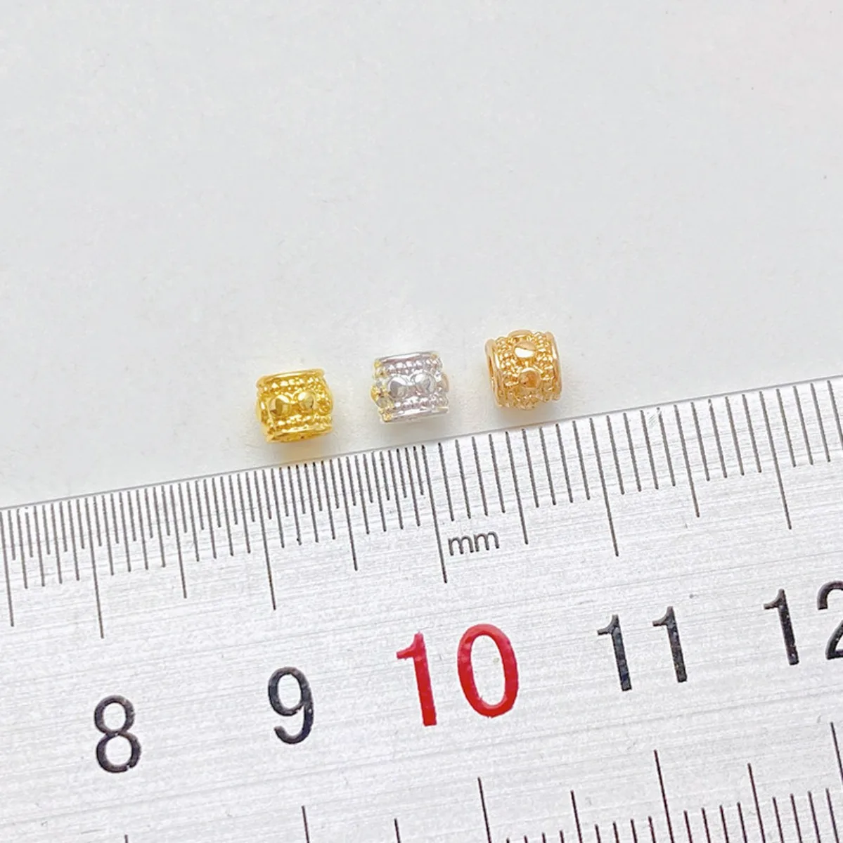 18K Gold Plated Color Retention Gear Shaped Barrel Lucky Spacer Beads DIY Braided Rope Bracelet Necklace Jewelry Making Supplies