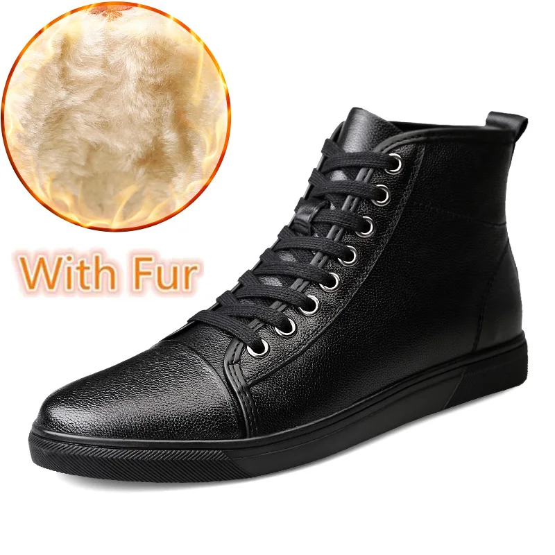 Herren-Schneestiefel aus echtem Leder, warme Winterstiefel für Outdoor-Aktivitäten wie Autofahren und Wandern_voghion.com