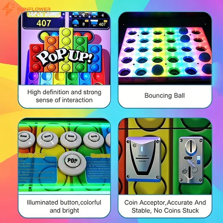 Factory Wholesale Indoor Kids Redemption Arcade Game Machine Colorful LED Light Coin Operated Jumping Ball Games for Game Center