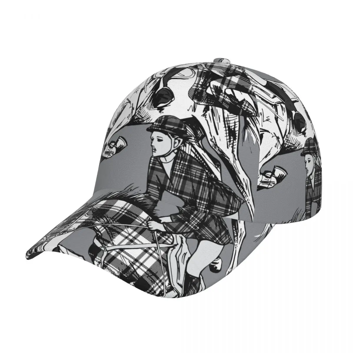 Golf hat men Baseball Cap Sports Galloping Checkered Horse Casual Snapback Hat Fashion Outdoor Hip Hop Hats For Men Women Unisex