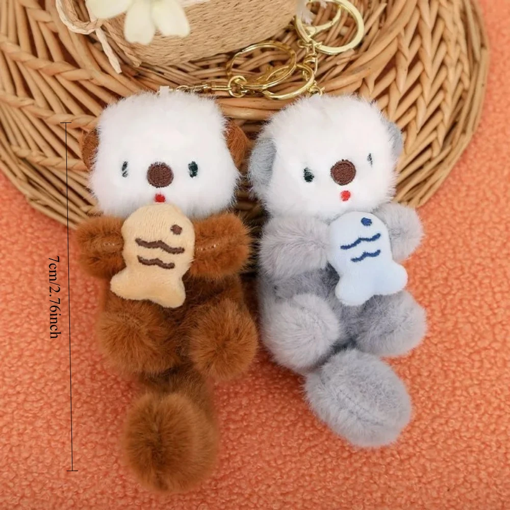 New Cartoon Sea Otter Plush Keychain Small Pendant Fish Seal Plush Doll School Bag Pendant view 6
