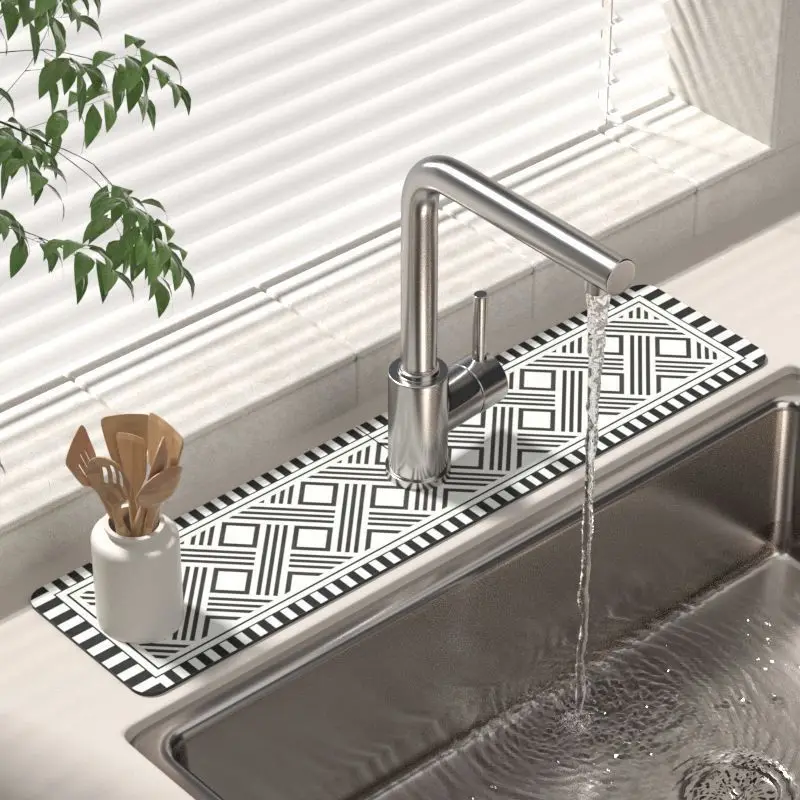 VIKAMA faucet water absorption pad for kitchen washbasin, sink drain, splash-proof water, bathroom countertop, tree trunk pad