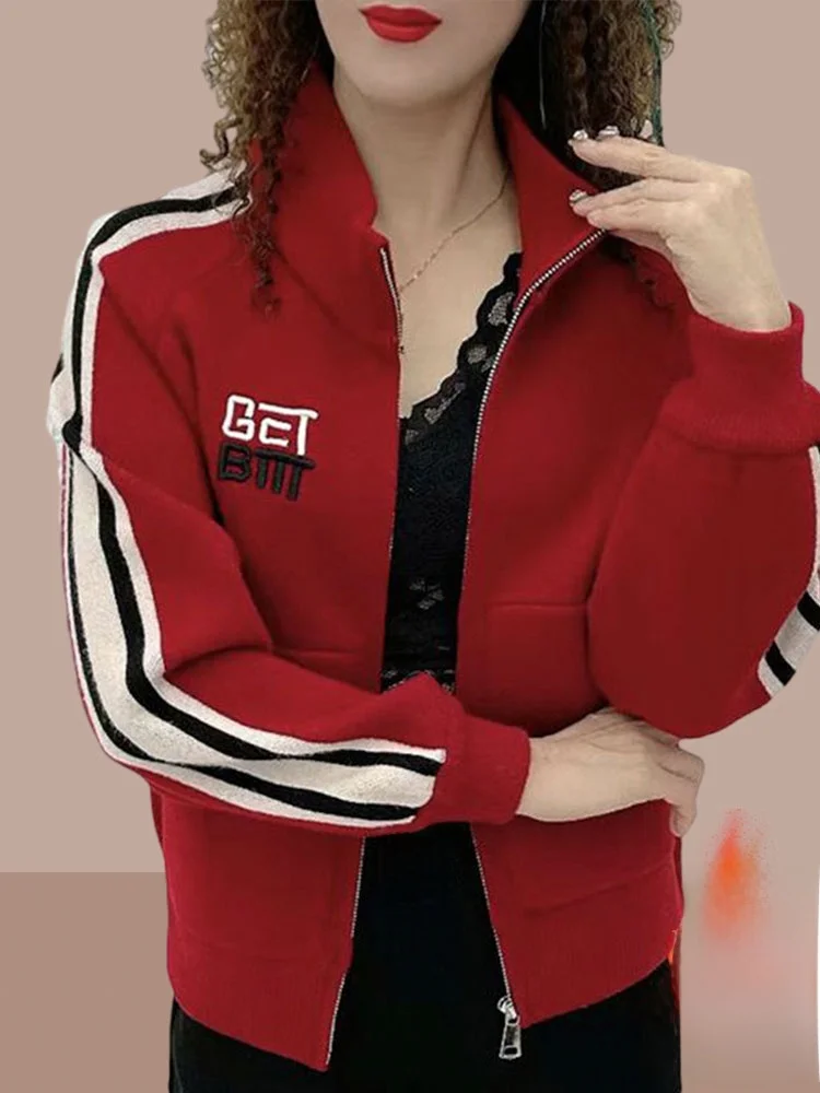 

Женская повседневная модная верхняя одежда на молнии в бейсбольном стиле, осенне-зимняя новинка, дышащая, с хлопковой подкладкой