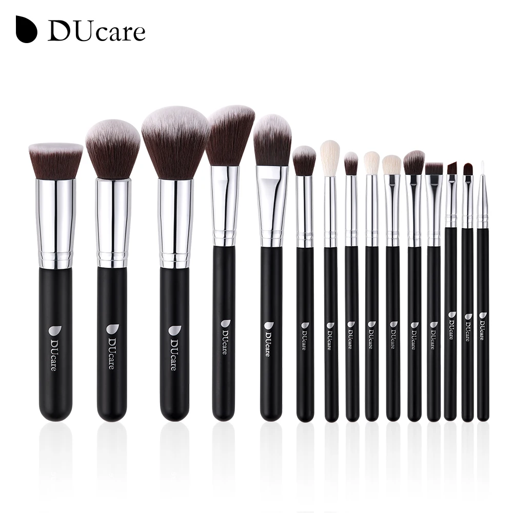 DUcare Makeup Brushes Set 15Pc Synthetic Hair Brushes Foundation Blending Blush Eyeshadow Powder Concealer Cosmetic Tools Bag