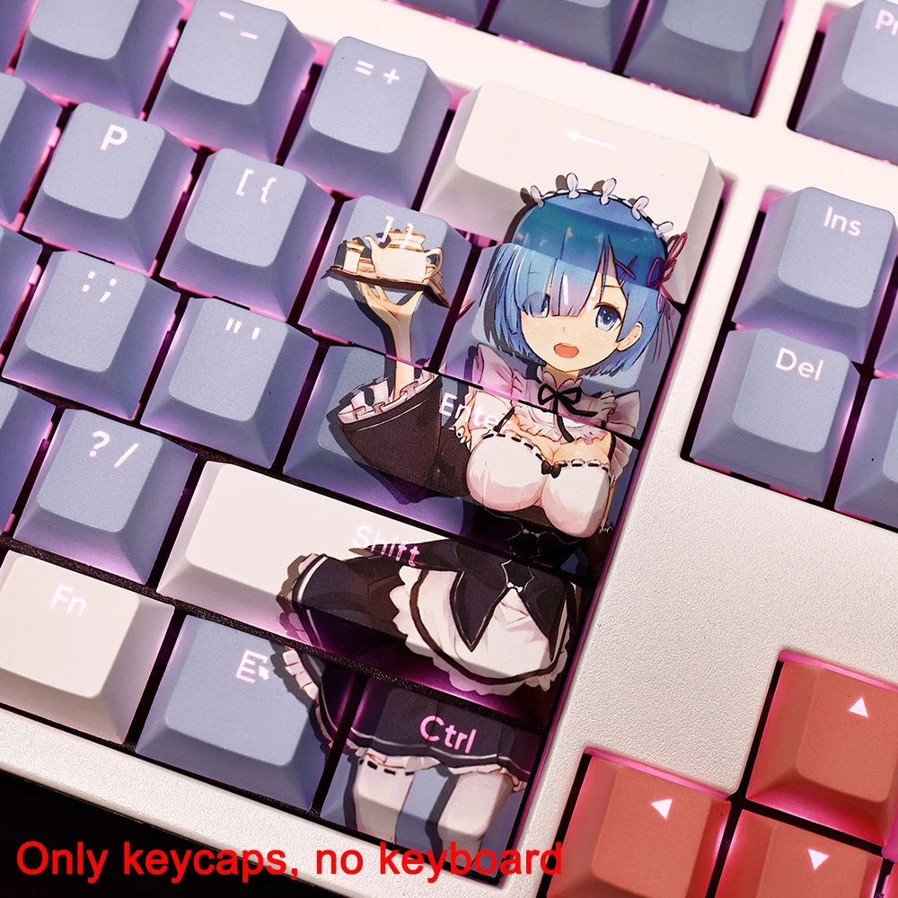108 キー/セット再: ゼロから別の世界での生活レムキーキャップ PBT 染料下塗りバックライト付きキーキャップアニメキーキャップ ANSI 61 87 104