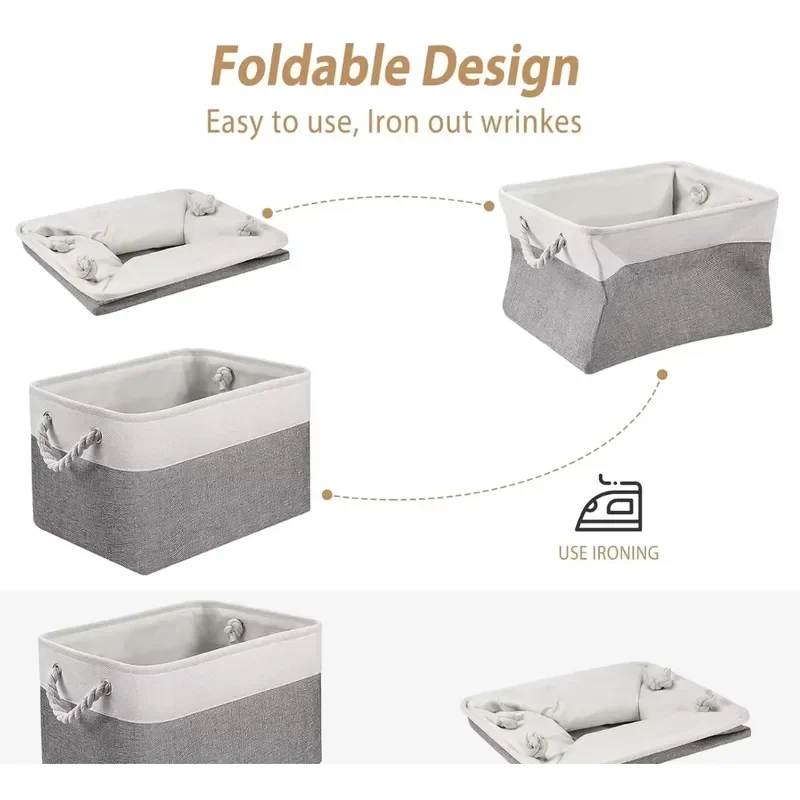 Decorative handmade ready-to-use baby toy foldable woven light cloth storage basket finishing box with handle