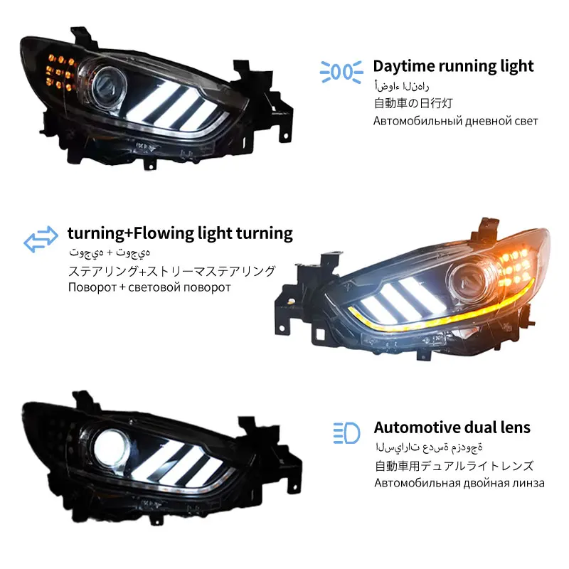 Suitable for  Items 14 to 16 Year Mazda 6 Atenza  Headlight Assembly  Modified Mustang Style Assembly Running Lights Turn signal