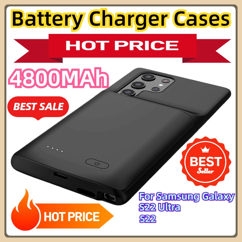 For Samsung Galaxy S22 Ultra Phone Case with Battery Portable Power Bank Charging Back Cover Smart Battery Charger Case