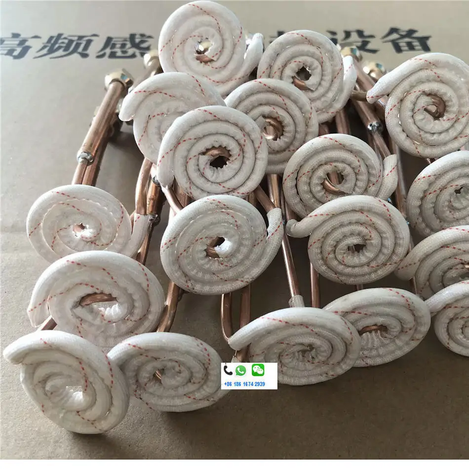 Induction heating coil heating copper rings for saw blade welding brazing induction head