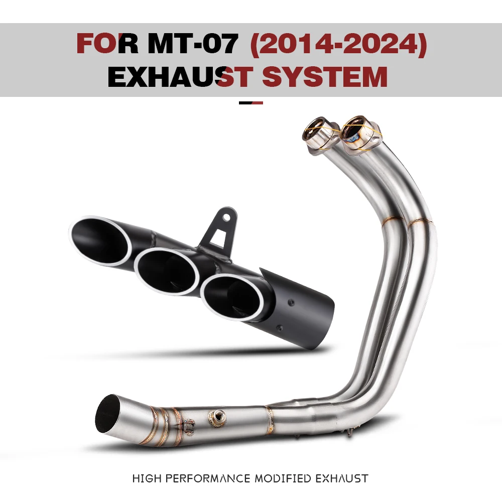 

Suitable for MT07 XSR07 FZ07 MT-07 (2014-2024) motorcycle stainless steel front exhaust system complete set muffler