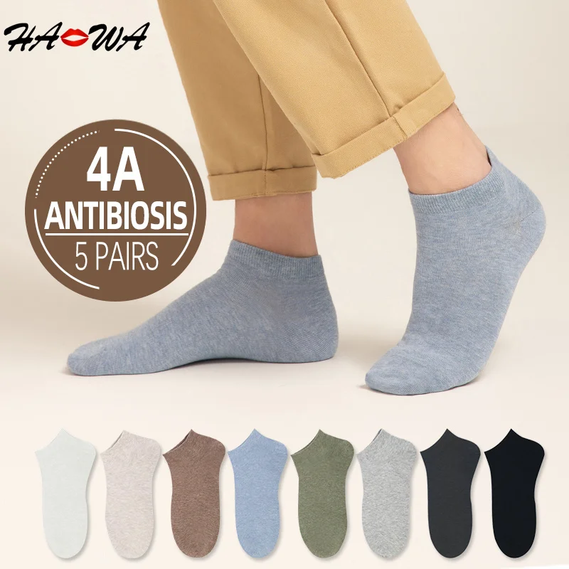 HA WA 6Pairs/lot Men Cotton Socks Soft Breathable Sweat Anti-odor Short Ankle Combed Cotton Socks