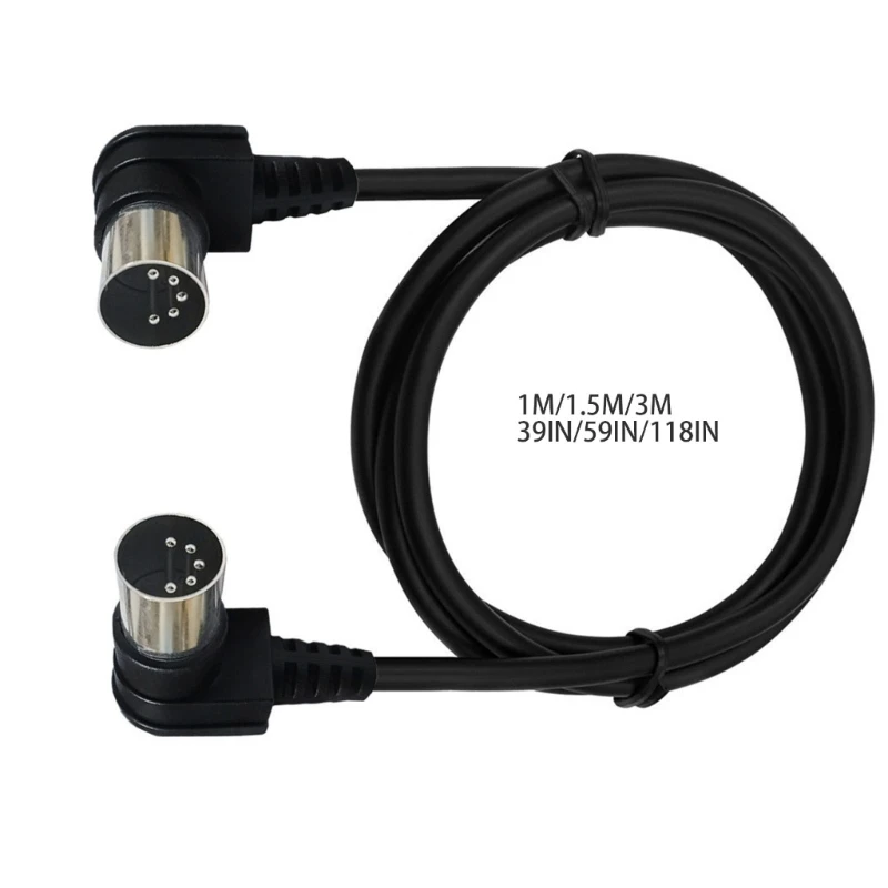 5-Pin MIDI Cable 90 Degree DIN Socket Connector Male Plug to Plug Cable Cord 1m 1.5m 3meter