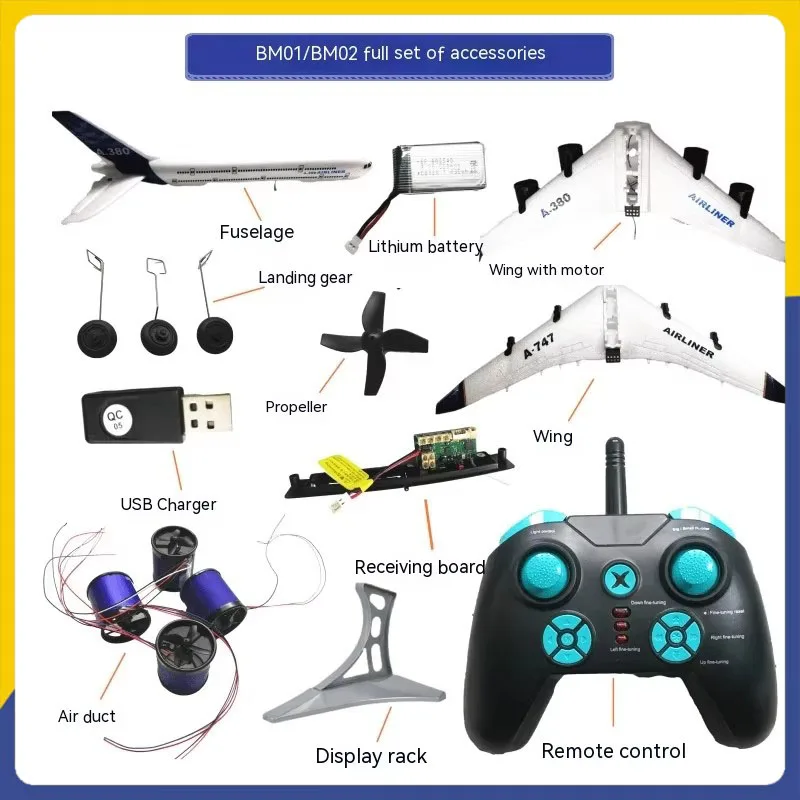 Bm01 Model Aircraft A380 Airbus Boeing 747 Foam Empty Fuselage Motor Steering Gear Air Duct Model Diy Accessories