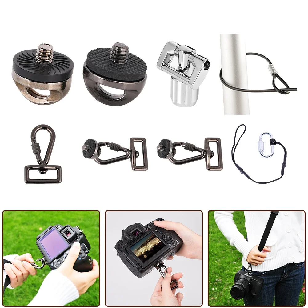 Universal Camera Shoulder Strap Safety Buckle Metal Screw Hook 1/4 Screw Adapter Safe Connection Ring Camera Accessories