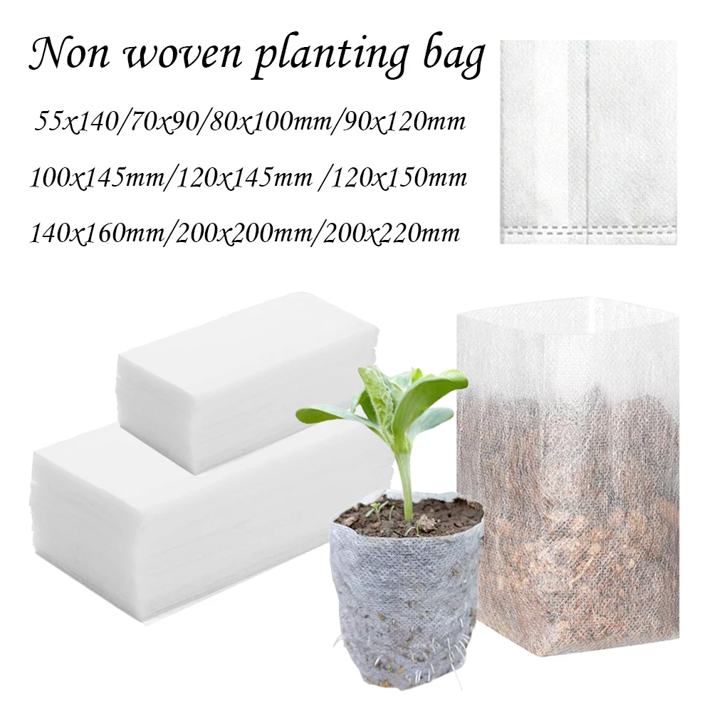 50-200Pcs Biodegradable Nursery Bag Plant Grow Bags Non-woven Fabric Seedss To Sow Flower Pots For Home Garden Accessories Tools