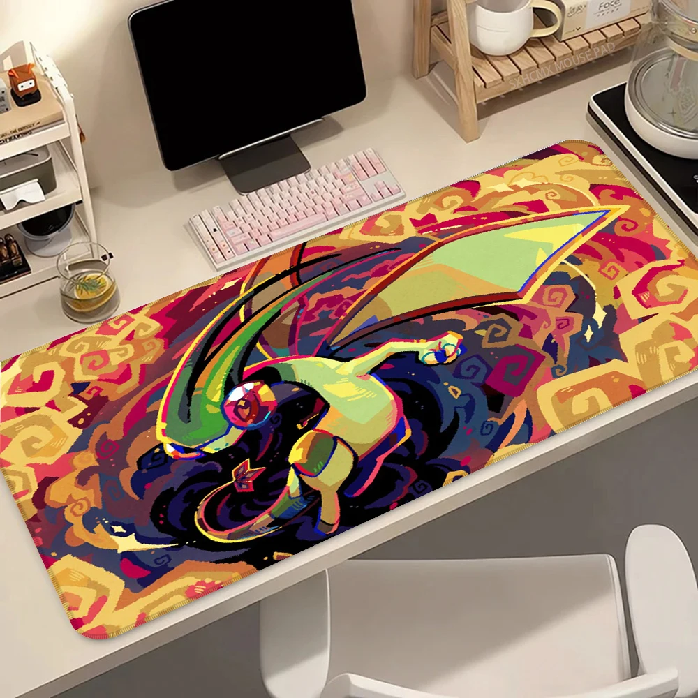 Mauspad, erweiterte große Gaming-Schreibtischunterlage, P-Pokemon Flygon-Basis, genähte Kanten, glatte Oberfläche für PC, Laptop, Gamer, Büro, Zuhause