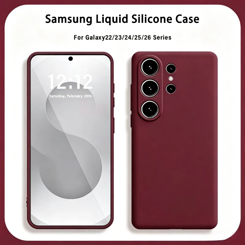 Funda original de silicona líquida para Samsung Galaxy S26 S25 S24 S23 S22 Ultra Plus, suave y anti golpes 6