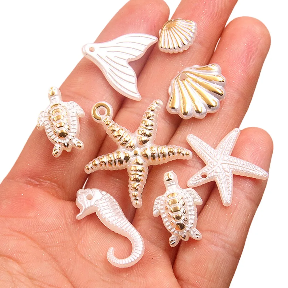 30/50g Mix Random Summer Starfish Pearl Shell Ocean Charms Resin Pendants DIY Earring Necklace Jewelry Making Crafts Wholesale - view 5