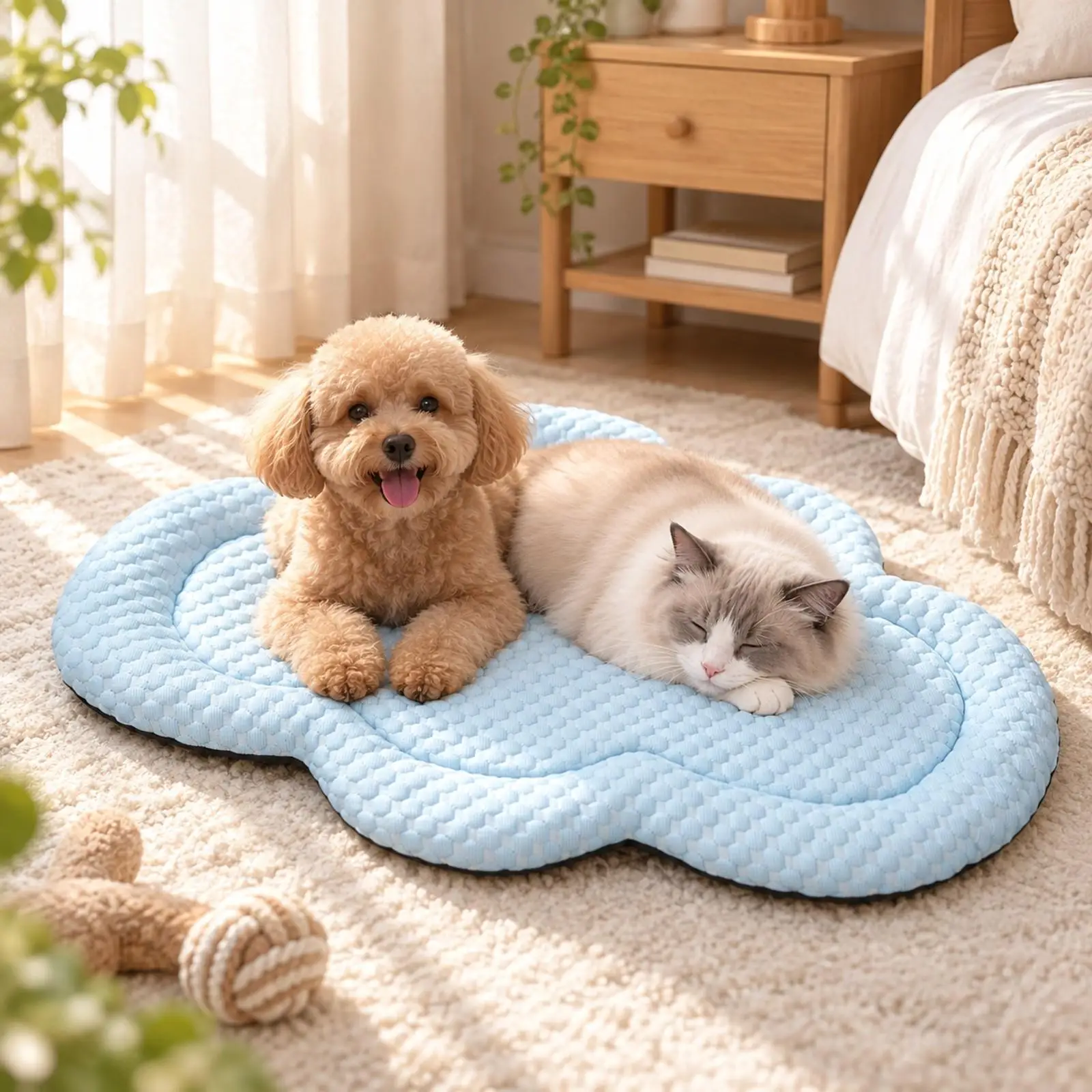 Pet Cooling Mat for Dogs Cats Cold Mat Pets Cooling Sleeping Pad with Raised Edge Breathable Sponge Cushion Comfortable Lounging