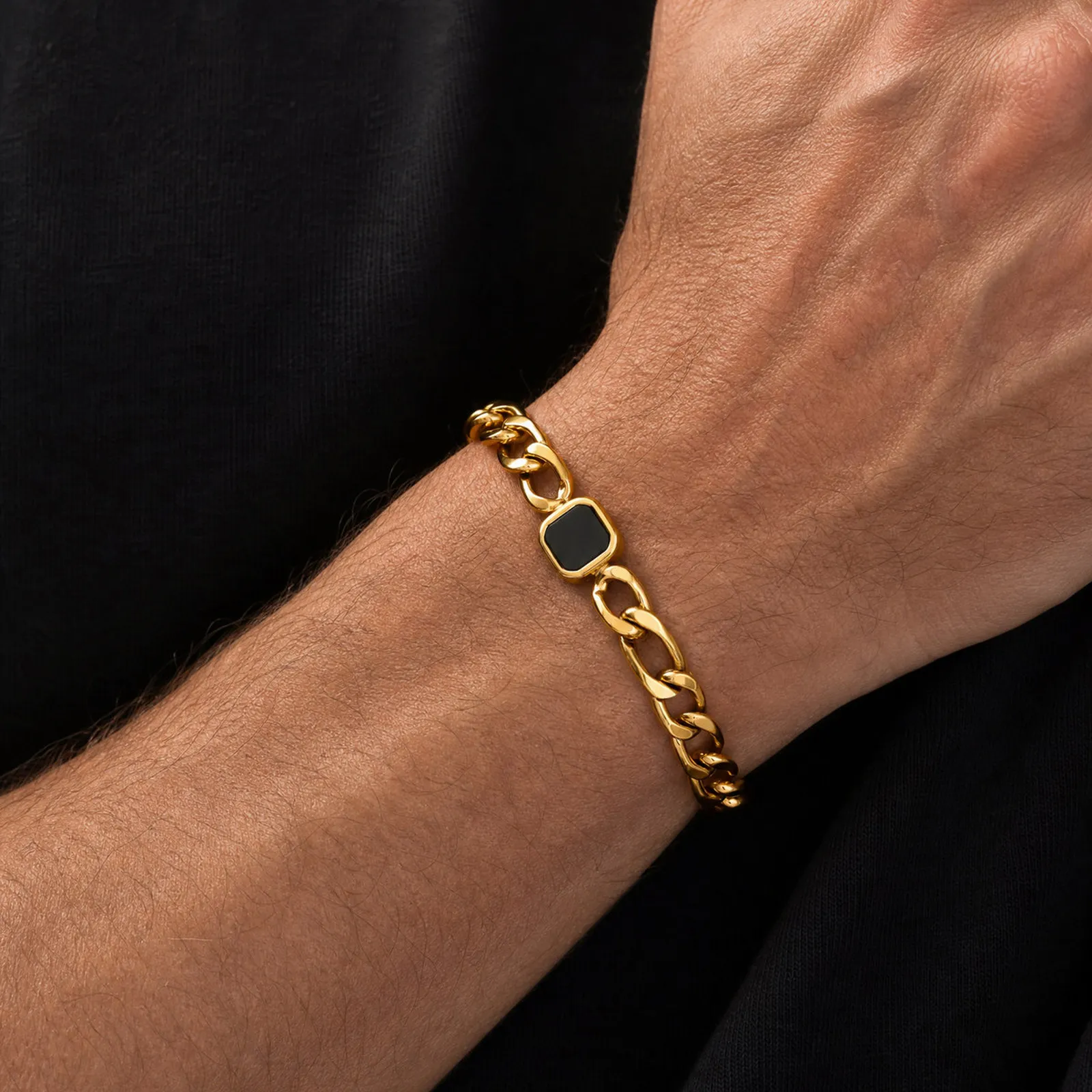 Neues Edelstahl Herren-Kettenarmband, Gold-Silber-Farben Kubanische Figaro-Kette, Hip-Hop Schmuck Geschenk für Ihn Papa – Detail 3