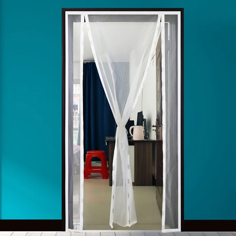 Cortina magnética blanca para puerta mosquitera, pantalla para ventana, tamaño personalizado, fácil instalación, apertura latera