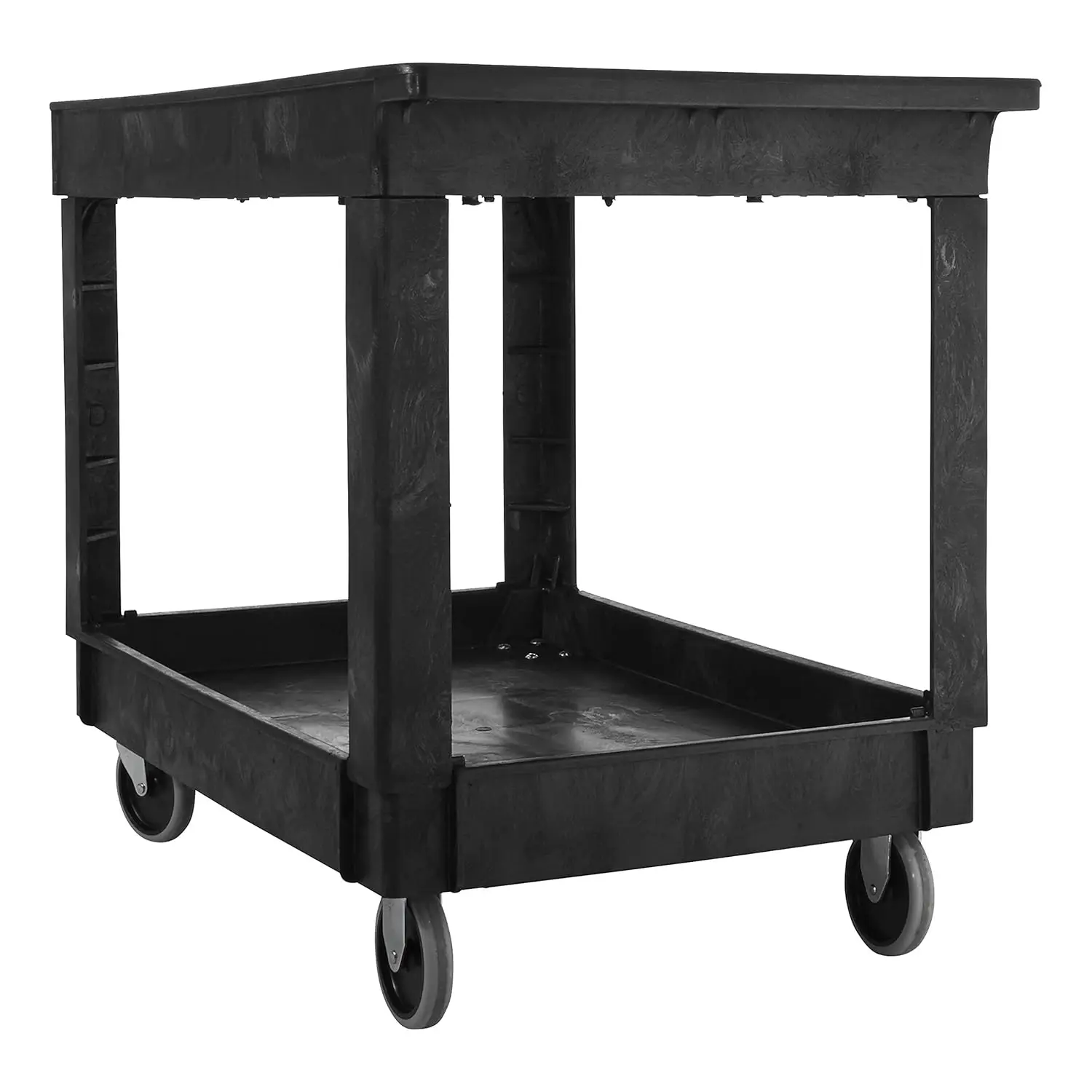 Rubbermaid Commercial Products 2-Shelf Utility/Service Cart, Medium, Lipped Shelves, Standard Handle, 500 lbs. Capacity