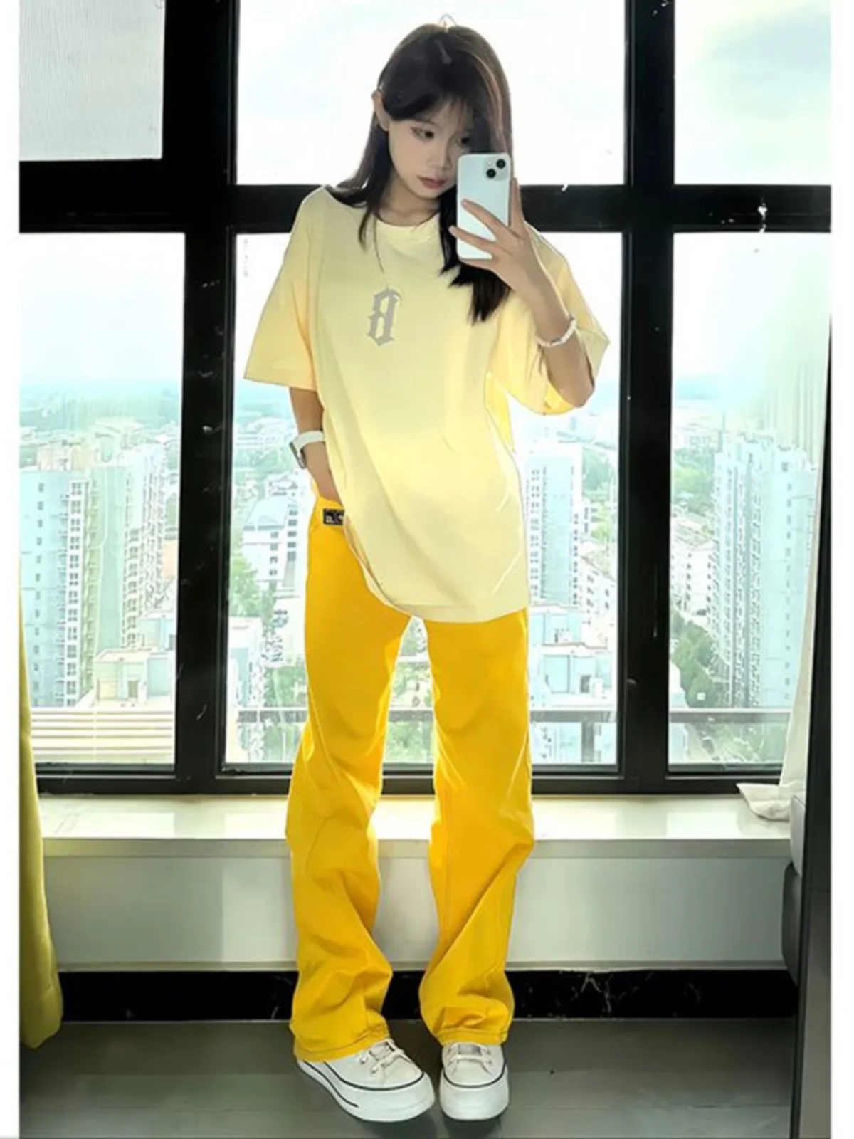 

Yellow Slim Straight Thin Denim Jeans Men Summer American Hiphop Pants Standard Fit Cotton 100% Washed Medium Waist Jeans