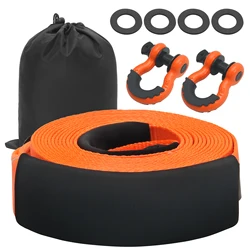 SucceBuy Polyester Tow Strap Recovery Kit High-Strength Car Racing Tow Ropes Auto Trailer Winch Towing Strap for Truck Jeep SUV