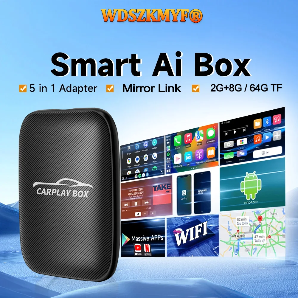 Adapter Carplay Ai Box 4 w 1 Android Auto Bezprzewodowy Carplay Adapter Carplay Samochodowy Odtwarzacz Multimedialny Automatyczne Podłączenie Do YouTube Netflix