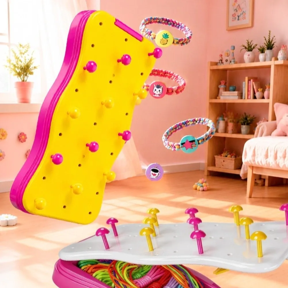 Puzzle Umbrella Rope Bracelet Weaver Set Pretend Play Colorful Rope Bracelet Making Kit Hand Rope Weaver Easy To Use