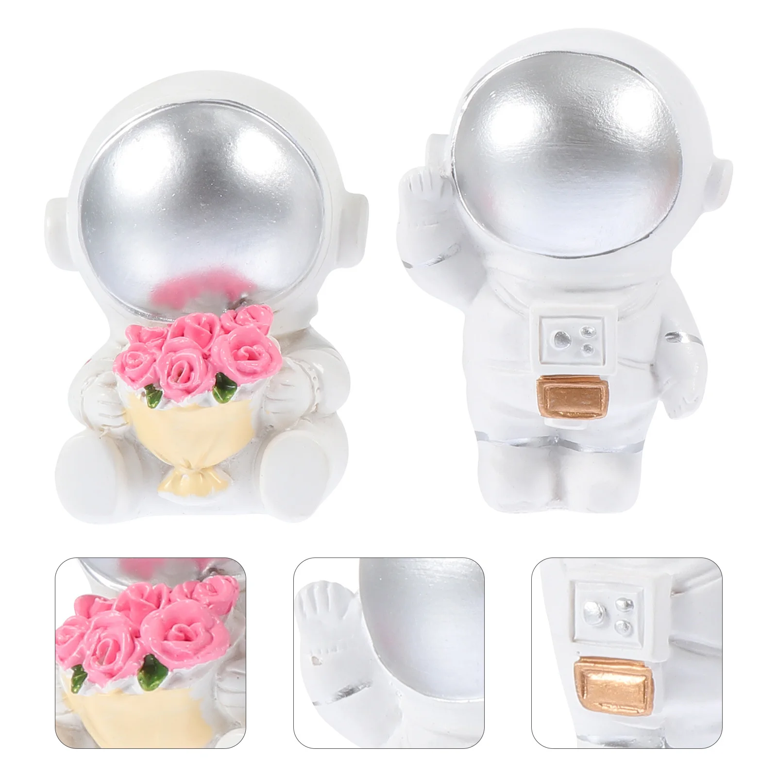 

2pcs Mini Astronaut Resin Desktop Decor Creative Spaceman Ornament For Home Office Party Gift Chic Design Space Lover