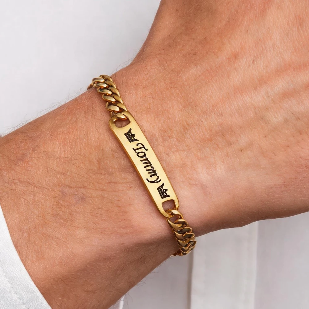 Personalized Nameplate Bracelet, Custom Stainless Steel Gift