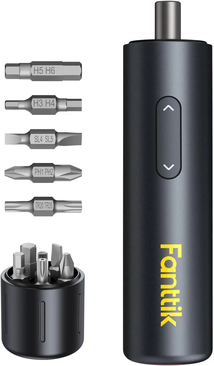 

Компактный беспроводной шуруповерт, максимальный крутящий момент 5 Н·м, двигатель 320 об/мин, 5 двусторонних насадок, светодиодная подсветка для мебели и бытовой техники