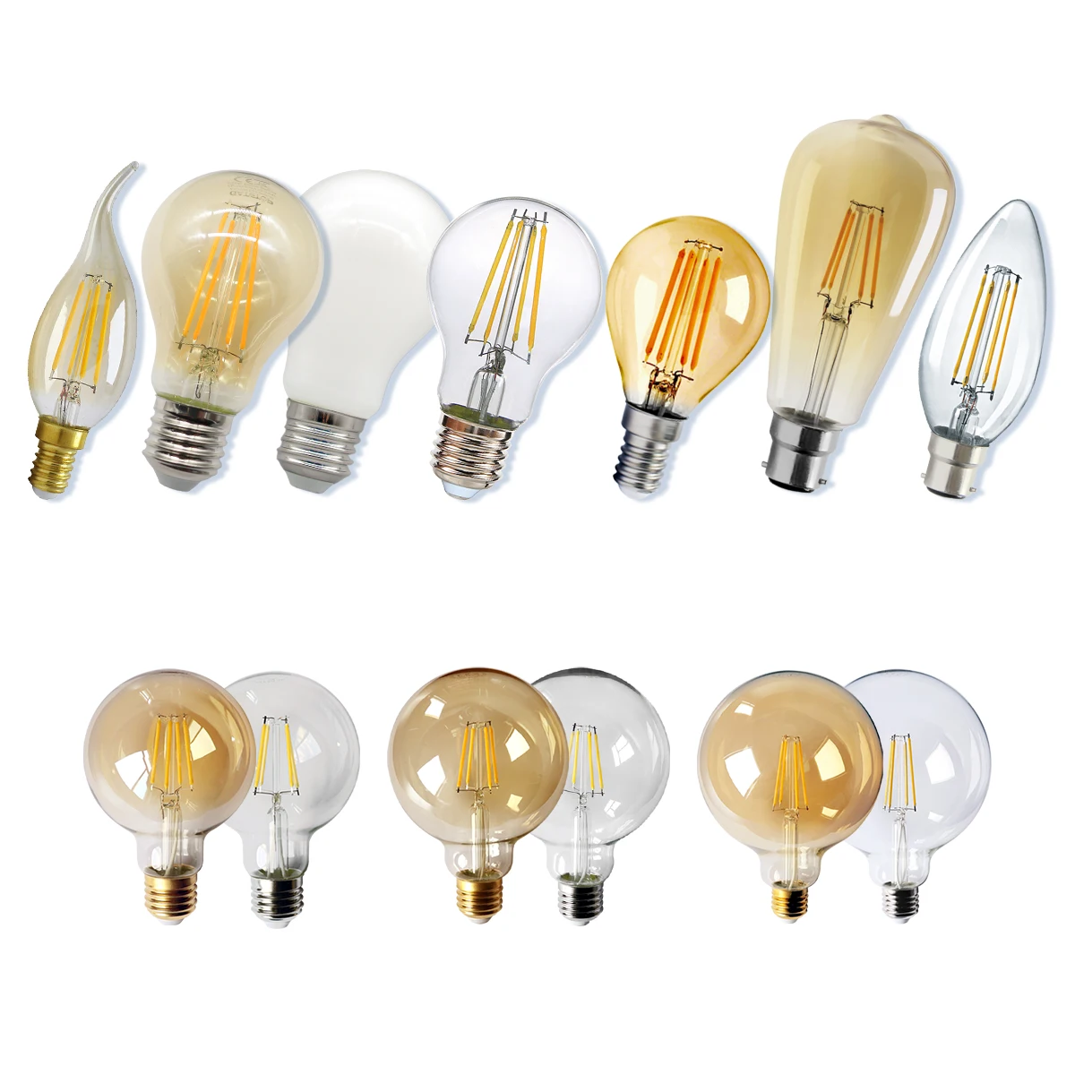 

10 шт. светодиодные лампы Эдисона 2700 К 3000 К 4000 К освещение 220 В E27 E14 B22 накаливания винтажные ампулы лампы Эдисона лампы