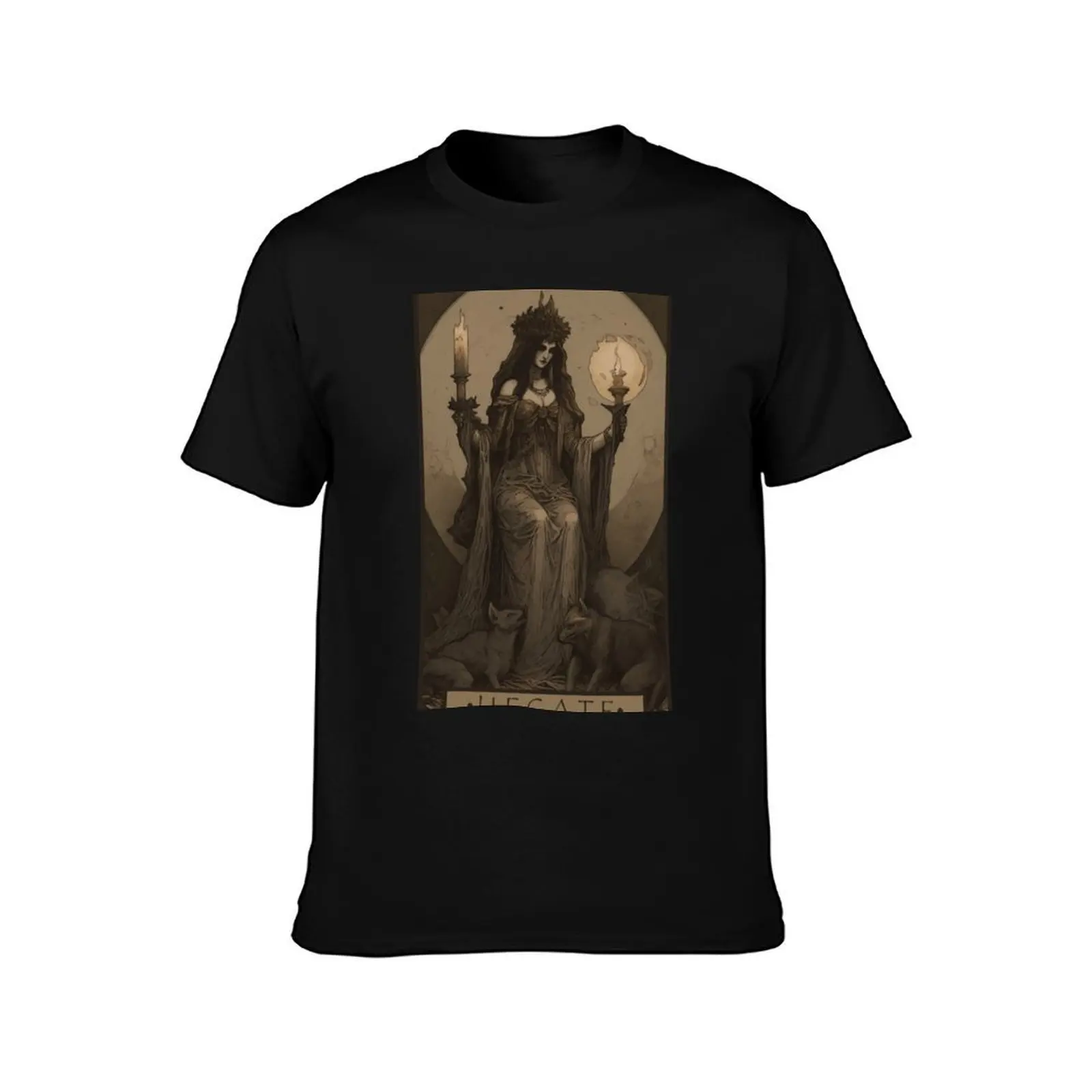 T-shirt Hecate Goddess t-shirt da uomo in cotone t-shirt in cotone nero tinta unita per uomo t-shirt da uomo con grafica divertente