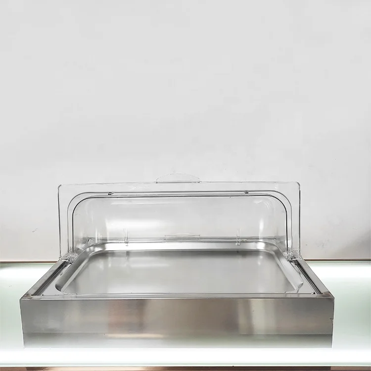 Stainless Steel Holder Food Display Stand Counter Full Size Buffet Set With Lid For Transparent Plastic Bakeware With Pan