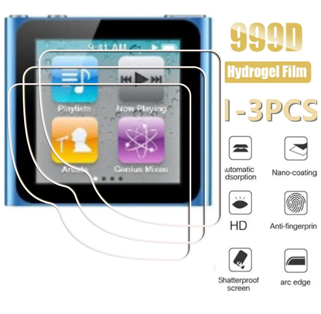 1-3 piezas para Apple iPhone iPod nano 6 8G, película de hidrogel suave hidráulica HD, cubierta protectora de pantalla completa