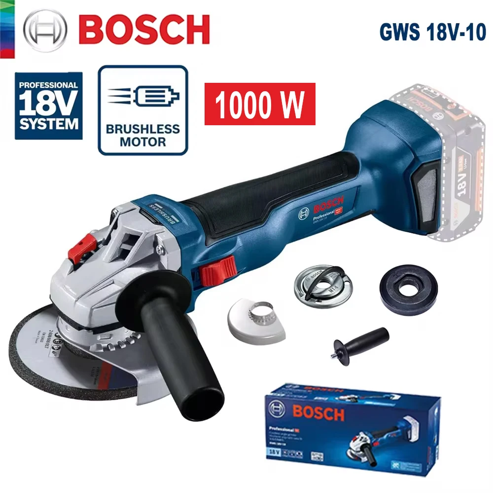 

Bosch GWS 18V-10 Angle Grinder 18V Cordless Brushless Electric Grinding Machine 1000W Grinder Power Tool for Stone Steel Cutting