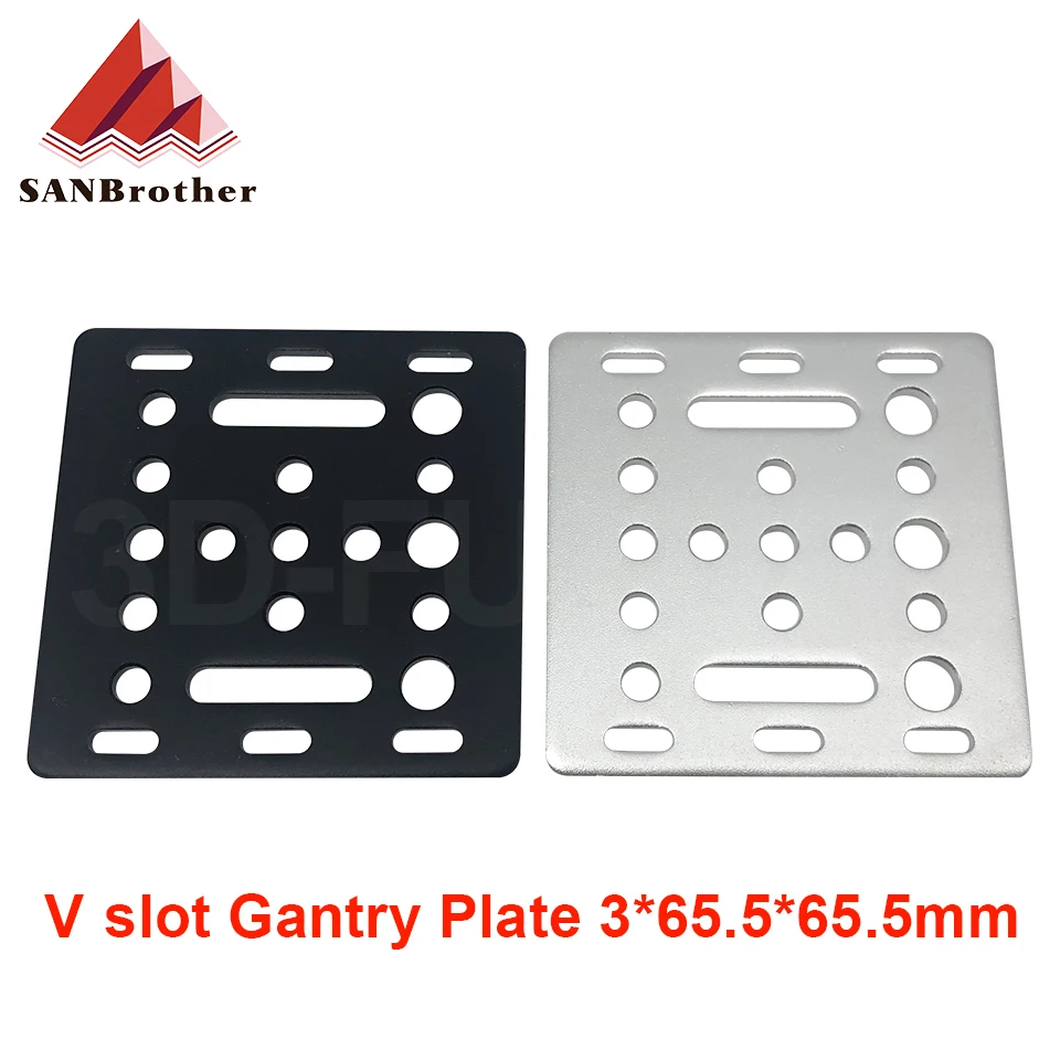 3D Printer Part Opensource V-Slot Gantry Plate 20mm Black Sand Blasting 65.5mmx65.5mmx3mm