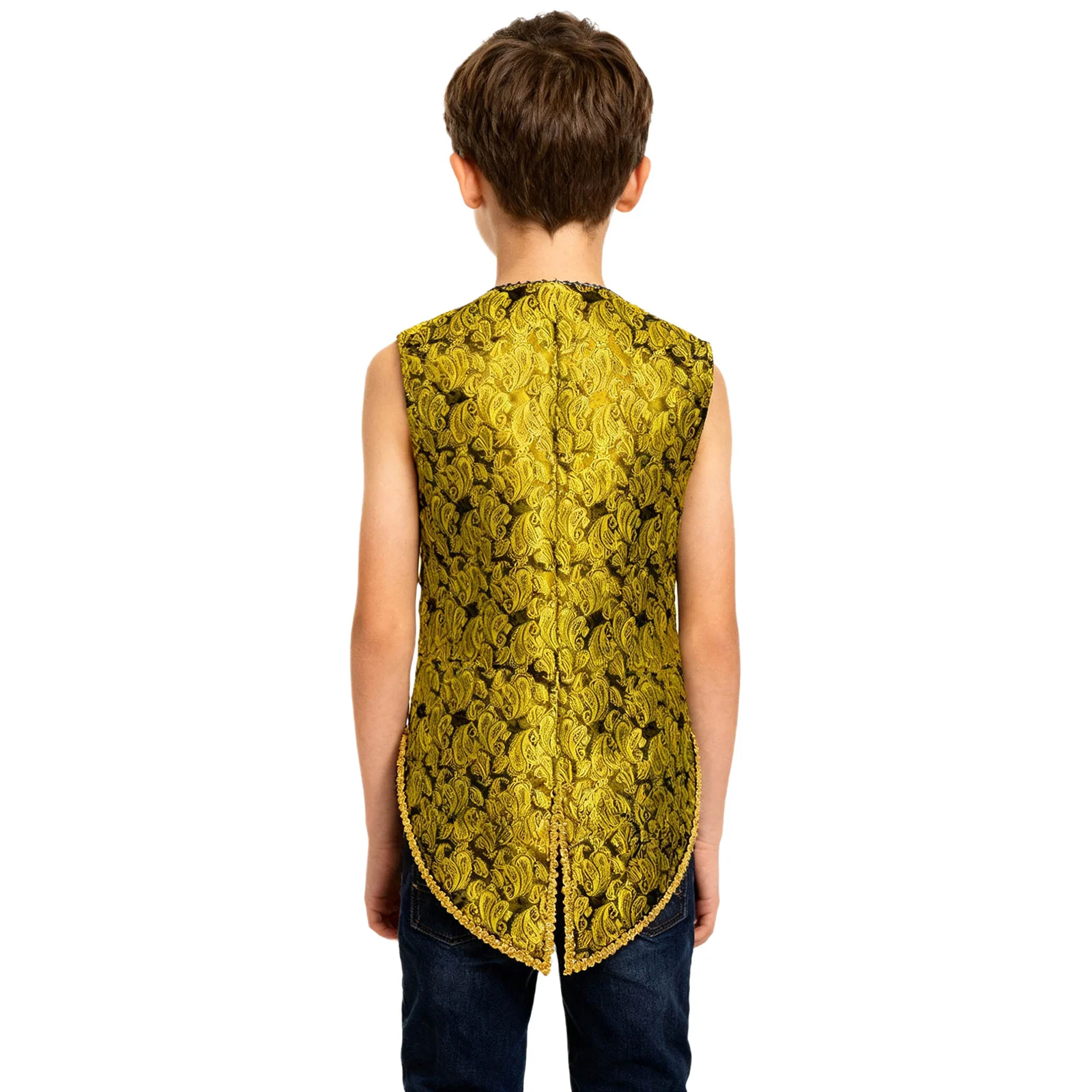 Kids Boys Vintage Medieval Velvet Tailcoat Victorian Gentleman Tuxedo Vest Steampunk Jacket for Halloween Party Dress Up Costume