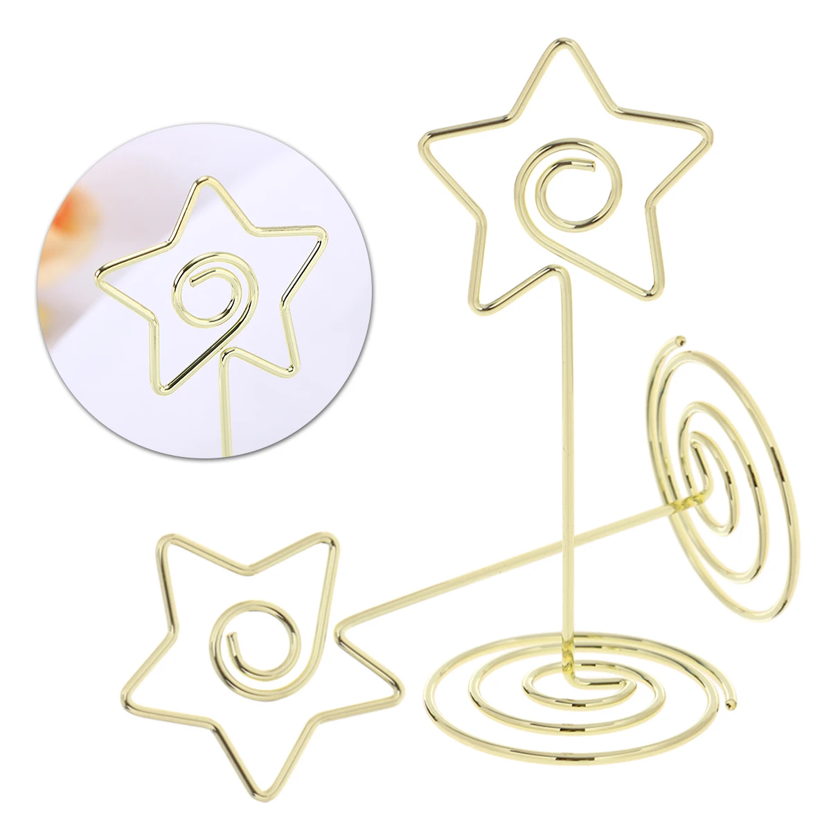 

10pcs 8.5cm Five-pointed Star Memo Photo Stand Holder Paper Note Clips for Wedding Party Table Decoration (Gold)